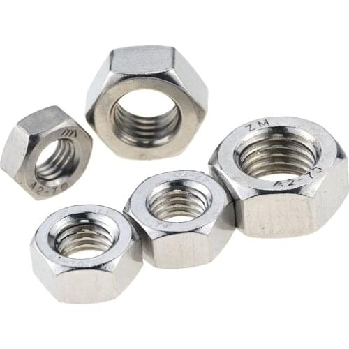 5-100pcs/lot Metric thread DIN934 M1.6 M2 M2.5 M3 M4 M5 M6 M8 M10 M12 M14 M16 304 Stainless Steel Hex Nuts