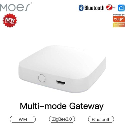 Moes New Multi-mode Smart Gateway ZigBee WiFi Bluetooth Mesh Hub Work with Tuya Smart App Voice Control via Alexa Google Home