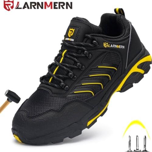 LARNMERM Mens Safety Shoes Work Shoes Steel Toe Comfortable Lightweight Breathable Anti-smashing Non-slip Construction Shoes