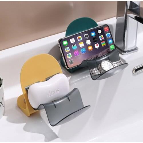 Soap Box Drain Soap Holder Sink Bathroom Shower Soap Holder Punch-free Sucker Soap Drain Rack Home Storage Supplies