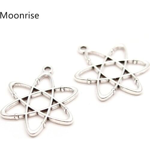 Pack of 10 Star Charms Pendants Silver Craft Supplies for Jewelry Making Tibetan Accessories for Bracelets Necklace DIY