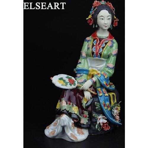 Folk Art Porcelain Ceramic Traditional Chinese Classics Story Figurine ornament art and handicraft lady statue