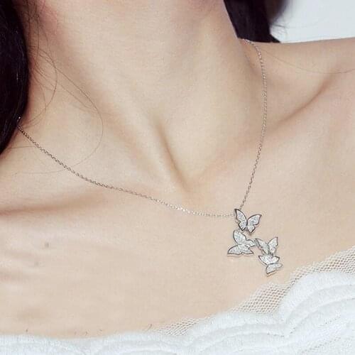 New Cubic Zircon Butterfly Necklaces & Pendants for Women Wedding Statement Choker Necklace Girls