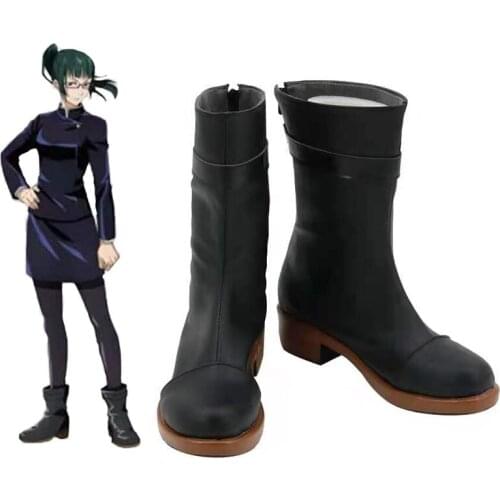 Jujutsu Kaisen Maki Zenin Cosplay Shoes Boots Zenin Maki Black Cosplay Shoes Boot Unisex