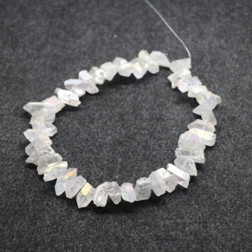 15.5inch/strand Big Crystal Pillar Finish White AB Color Crystal Point Pendant Wholesale Mystic Titanium Necklace Craft Supplier