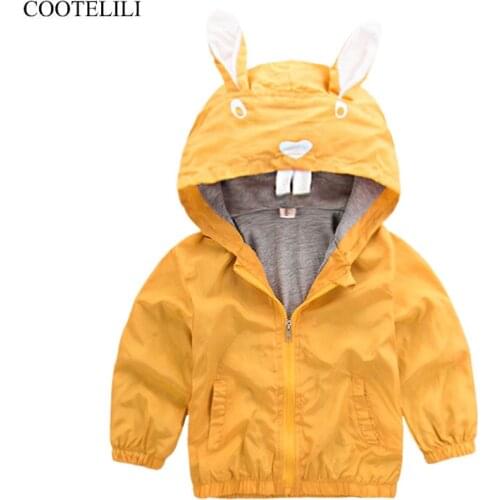 COOTELILI Casual Outerwear Cute Rabbit Trench Coats Boys Kids Clothes Spring Windbreaker Jacket For Girls Children Clothing