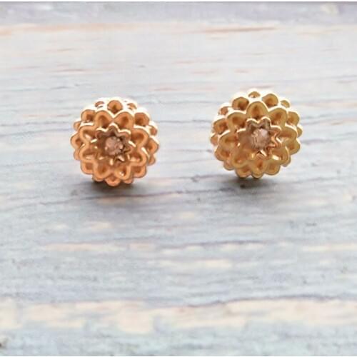 20pcs/lot One-Hole Flower Buttons Sewing-On Golden Buttons For Clothes Bag Fashion Craft For DIY Decoration Artificial Crystal