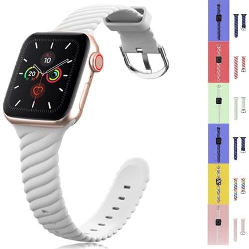 Soft Silicone For Apple Watch Strap 44mm 40mm Bracelet for apple watch band 40mm 38mm wrist belt watch 6 SE 5 4 3 2 accessories