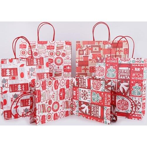 Christmas Gift Bags Santa Sacks Kraft Paper Bag Tote Pouch Birthday Christmas Wedding Party Favor Box Gift Packaging Bag