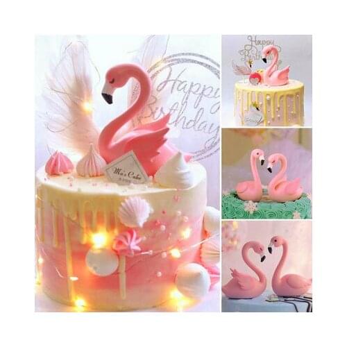 Pink Flamingo Cake Decoration Acrylic Cake Topper Birthday Party Decoration Wedding Dessert Mothers Day Gift Hawaii Party Decor