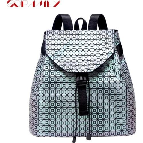Teenage Student School Laptop Backpack Solid Silica Gel Fashion Designer Women Bag Men Geometric High Capacity Backpacks Mochila