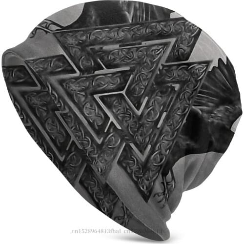 Valknut Symbol And Ravens Bonnet Homme Outdoor Knitting Hat Vikings Skullies Beanies Caps For Men Women Style Cotton Hats