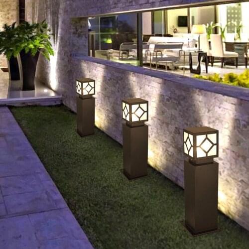 Solar Garden Pillar Light Outdoor Patio Lawn Post Light Waterproof Landscape Lawn Light Villa Courtyard Pathway Bollard Lights