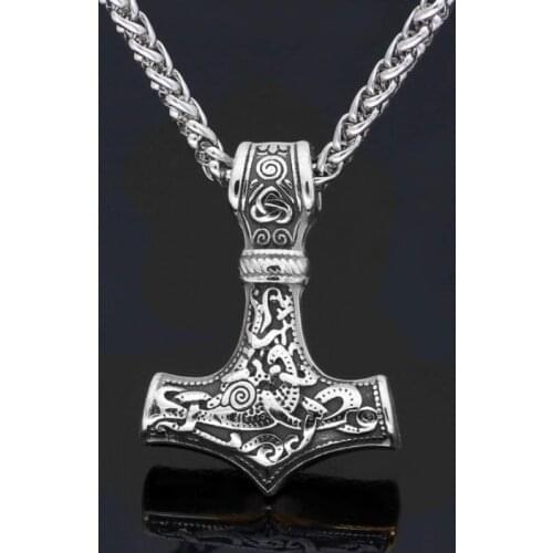 Vintage Viking Celtic Knot Thors Hammer Necklace Classic Domineering Mens Jewelry