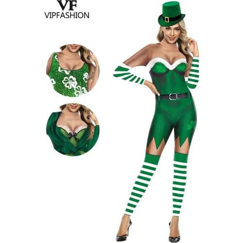 VIP FASHION Ireland Goblin st.Patricks Day Elf Outfit Carnival Cosplay Sexy Christmas New Year Costumes For Girl