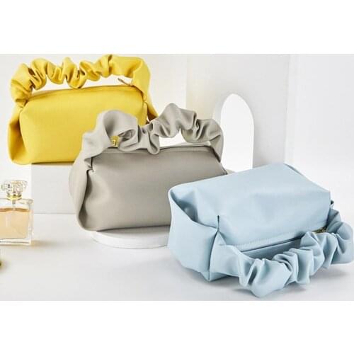Cosmetic Bag Large Capacity Zipper Design Simple Solid Color Toting Cloud Bag Storage Bags Organization