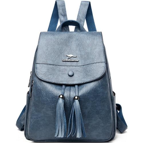 3-in-1 Women Soft Leather Backpacks Ladies Bagpack Simple School Shoulder Bags for Teenage Girls Travel BackPack Ladies Mochila