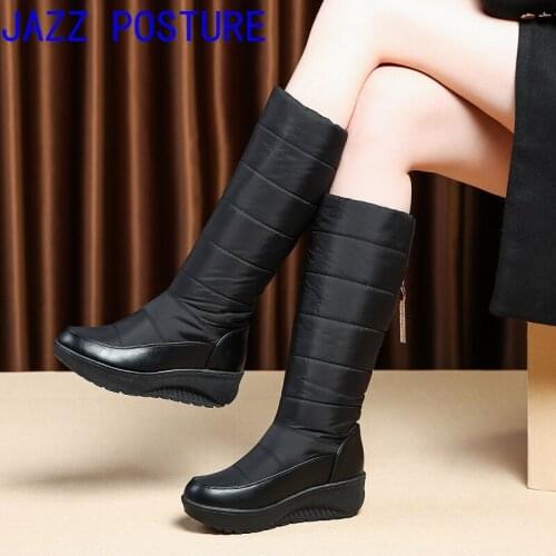 2021 Winter boots High Women Snow Boots plush Warm shoes Plus size 35 to big 43 easy wear girl red zip shoes female hot boots