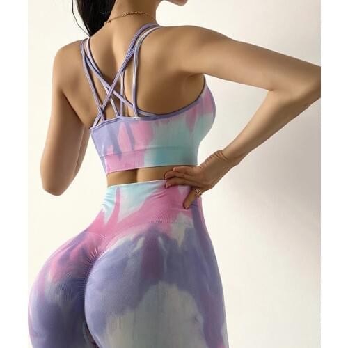 2PC Seamless Women Set Workout Sportswear Gym Clothing Fitness Clothes Sports Bra High Waist Sports Leggings Women Suit 2021
