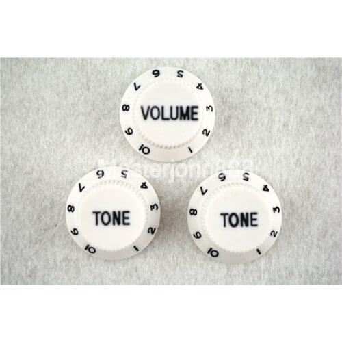 1 Set of Electric Guitar Control Knobs White With Dark Paint 1 Volume&2 Tone Knobs For ST SQ Electric Guitar