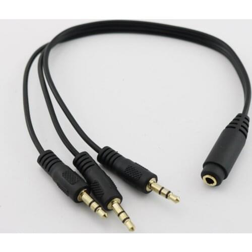 1x Gold Plated 3.5mm TRS Stereo Female 3 Pole Jack to 3x 1/8" 3 Pole Male Plug Audio Headphone Adapter Splitter Cable 30cm/1ft