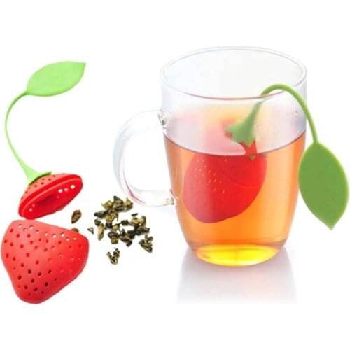 1 PC Kitchen Supplies Tea Strainer Non-toxic Strawberry Shape Silicone Tea Infuser Tea Bag Teapot Accessory