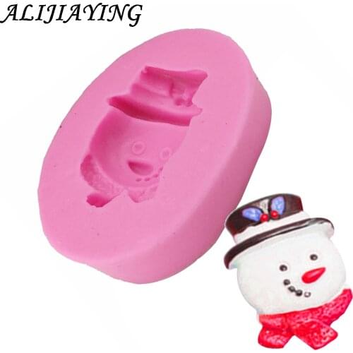 1Pcs Mini Snowman Christmas chocolate Party cake decorating tools DIY fondant silicone mold Gumpaste D1251