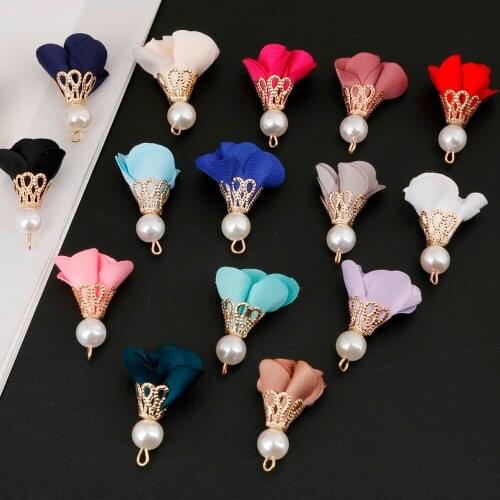 10 Pcs Alloy Caps Pearl Beads Flower Tassels Charms For DIY Handmade Earrings Necklace Jewelry Findings Making