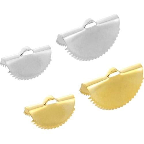 10pcs/lot stainless steel Crimps End Caps For Tassel Leather Cord End Fastener Connectors Clasps high quality Jewelry Making