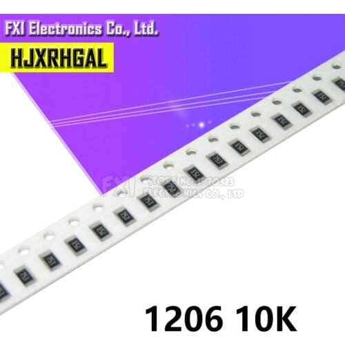 100PCS 1206 SMD Resistor 10K ohm chip resistor 0.25W 1/4W 103 new original