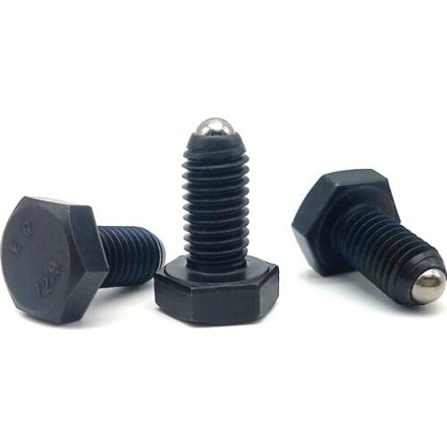2pcs M5 hexagon head bead positioning screws bolts outer hex ball head spring plunger screw bolt black color 15mm-40mm length