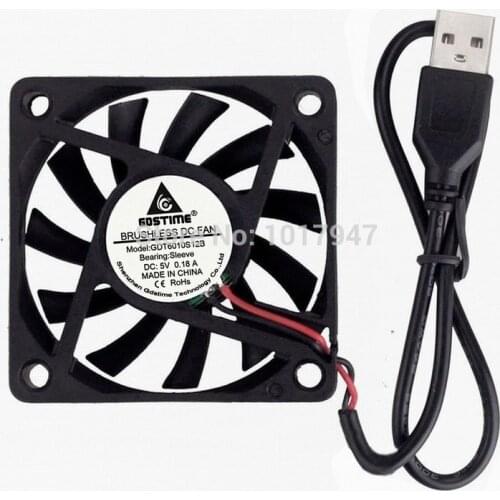 2 Pcs Lot Gdstime 5V USB 6cm 60mm x 10mm Brushless PC CPU Computer Case Fan Cooler Heatsink Exhaust