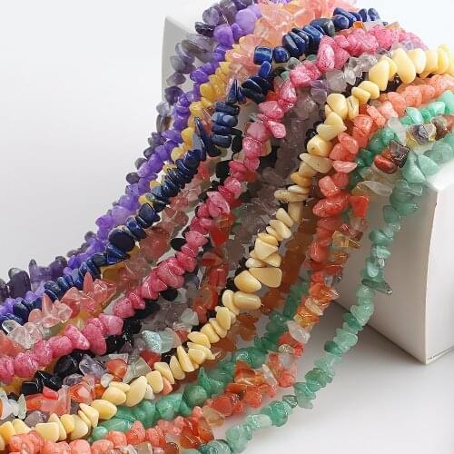 30Inch Mixed Natural Gravel Chip Beads 5-8mm Irregular Stone Lapis Lazuli Opal Crystal Tumbled Gem Stone for DIY Making Jewelry
