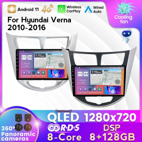 MEKEDE Android 10 GPS navigation radio For Hyundai Solaris Verna 2010-2016 Navigation GPS 2 din BT Car multimedia video player