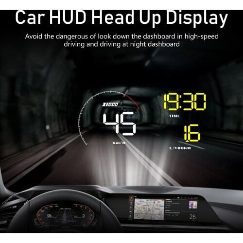 A9 With Lens Hood Windshield Projector OBD2 II EUOBD Car HUD Head Up Display Overspeed Warning System Voltage Alarm DFDF