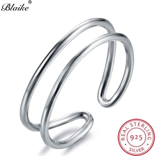 Blaike Solid 925 Sterling Silver Open Rings For Men Women Hollow Minimalist Thin Ring Male Female Wedding Bands Fine Jewelry