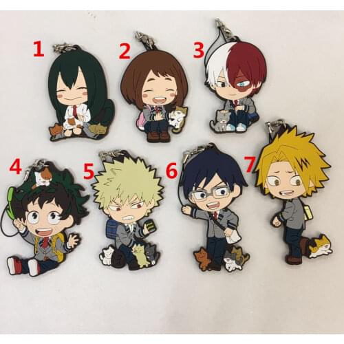 T968 Anime Boku no Hero Academia rubber Keychain Key Ring Straps Rare cosplay