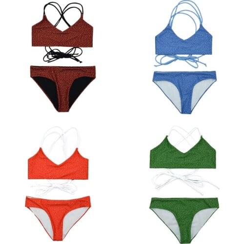 Women Polka Dot Printing Swimwear Padded Push up 2 Piece Bikini Sets Swimsuits Beautiful Back Lanyard Outdoor Beach Suit