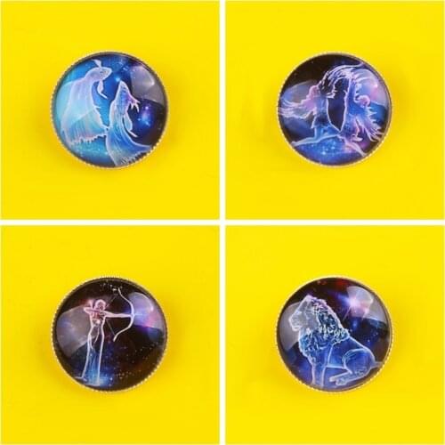 Constellation Brooches Leo Pisces Sagittarius Pin Badges On Clothes Jeans Jackets Enamel Pins For Backpacks Epoxy