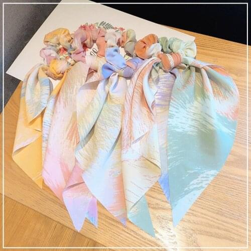 Candy Color Women Hair Scrunchie Bows Ponytail Holder Hairband Bow Knot Scrunchy Girls Hair Ties Hair Accessories Christmas