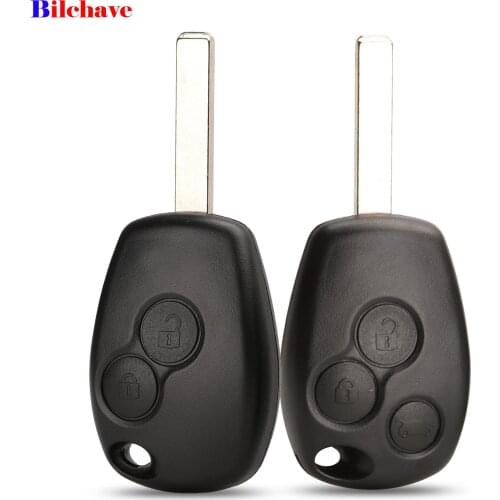 Bilchave 10pcs For Renault Dacia Modus Clio 3 Twingo Kangoo Remote Car Key Shell Case 2/3 Buttons Uncut VA2 Blade Replacement