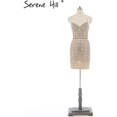 Short Cocktail Dress Champagne Crystal Diamond Microfibe Spaghetti Straps Cocktail Party Dresses 2020 Real Picture BLA6050