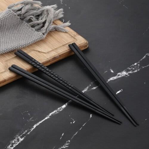 Kitchen Dining Tableware Black Japanese Reusable Chopsticks Alloy Non-slip Sushi Food Chop Sticks Chinese Chopstick 10pair/lot