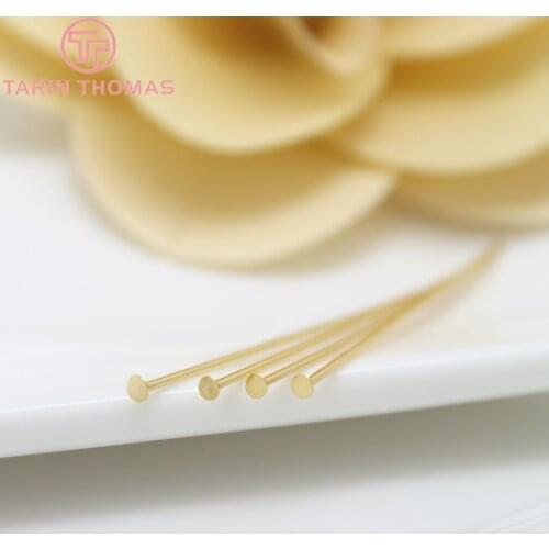 10PCS 30MM 40MM 24K Champagne Gold Color Plated Brass Flat Pins Connect Beads Pins High Quality Diy Jewelry Accessories