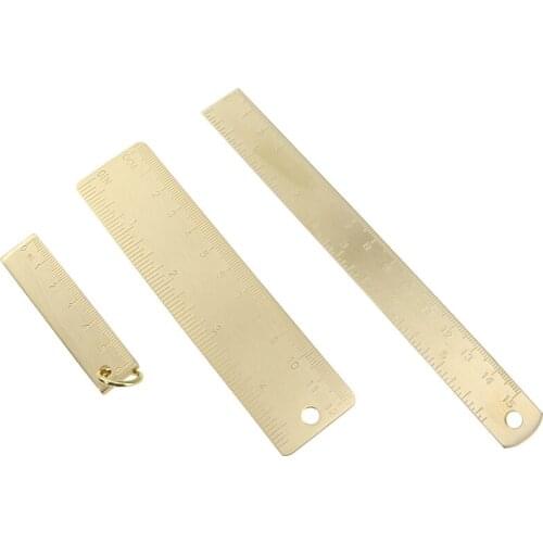 6Cm 12CM 15CM Small Mini Copper Ruler Keychain Brass Metal Ruler Copper Key Pendant Number Plate Drafting Supplies