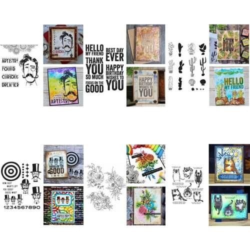 Artistry Men with Hat Lovely Cat Cactus Flowers Thank You Hello Basic Words Clear Stamps DIY Scrapbooking 2021 Hot Sale