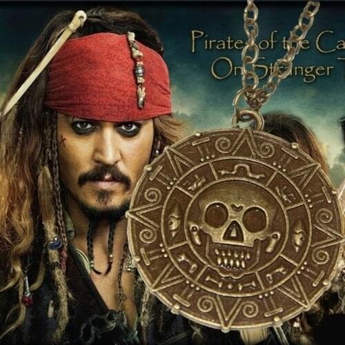Fashion New Vintage Necklace Pirates of The Caribbean Aztec Gold Coin Necklace