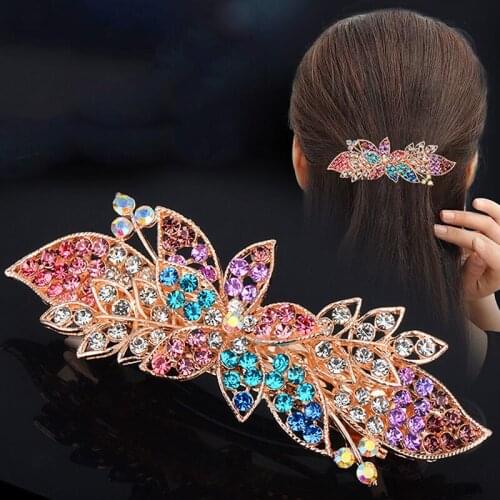 Fashion Women Rhinestone Clip Spring Hairpins Brightly Colored Hair Clip Clear Bridal Hairpin Jewelry Diamond Hairpins Hair 2021