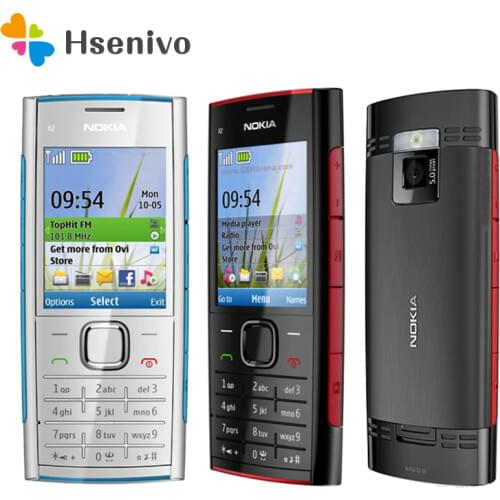 Original Unlokced Nokia X2 X2-00 Bluetooth FM JAVA 5MP Unlocked Mobile Phone with English/Russia/Hebrew/Arabic Keyboard