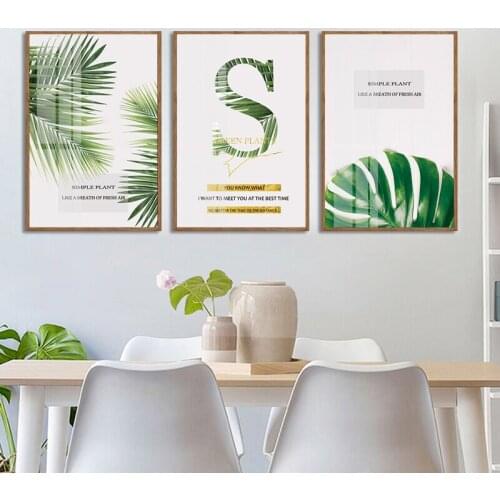 Wall Art Poster Botanical Palm Leaf Print Motivational Quote Relax Canvas Painting Scandinavian Wall Picture Decoration No Frame